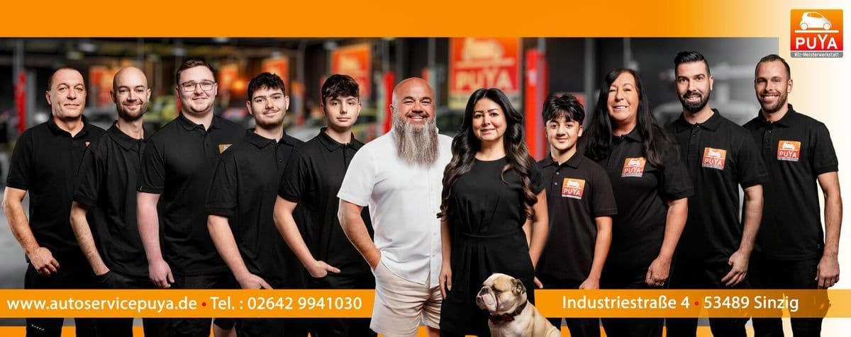 Das Team von Auto Service Puya vor der Werkstatt in Sinzig